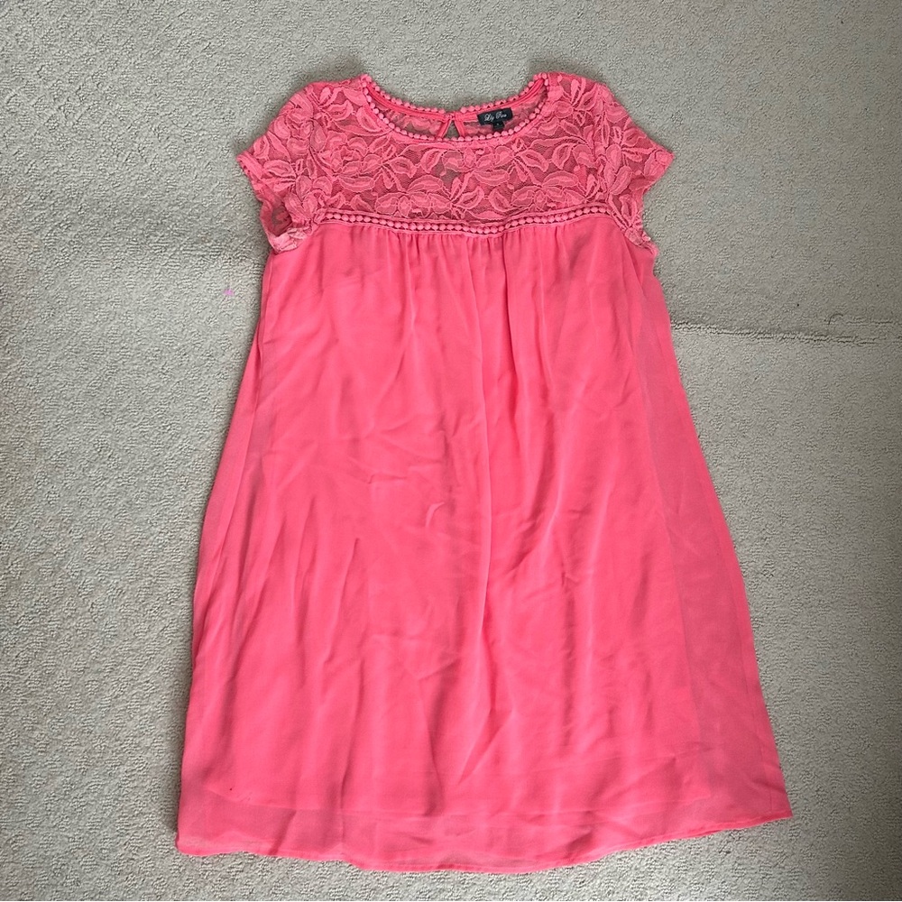 Lily Rose Shift Dress • small • coral